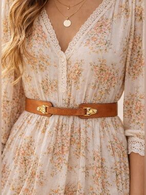 Paul & Joe Sister Brown Leather Waist Cinch Belt Size L 95 Anthro Boho France